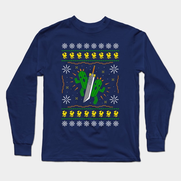 Fantasy Cactuar Ugly Christmas Sweater Long Sleeve T-Shirt by logozaste